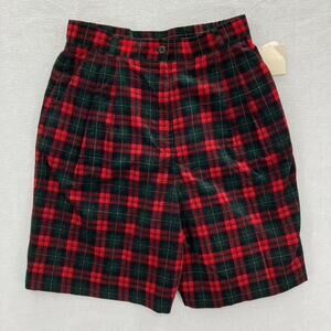 Vintage Susan‎ Bristol Womens Size 12 Red Plaid 100% Cotton Bermuda Shorts NWT